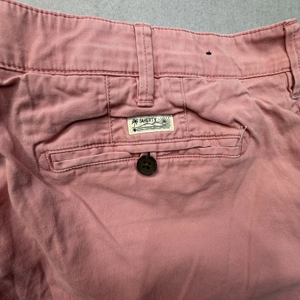 Faherty Brand Mens 32 Island Life Shorts Salmon Pink Organic Cotton Tencel Blend